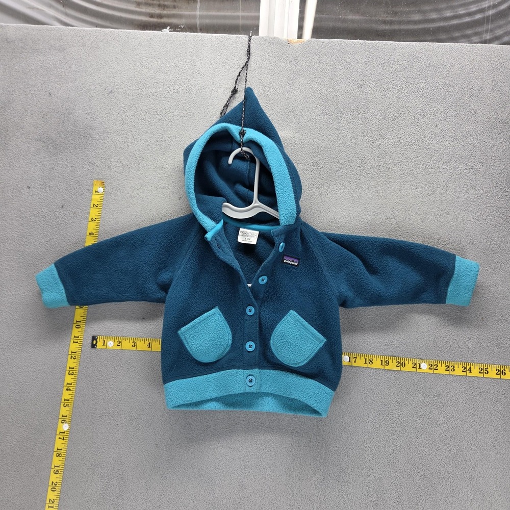Patagonia Jacket Baby 6-12M Blue Swirly Top Hooded Fleece Button